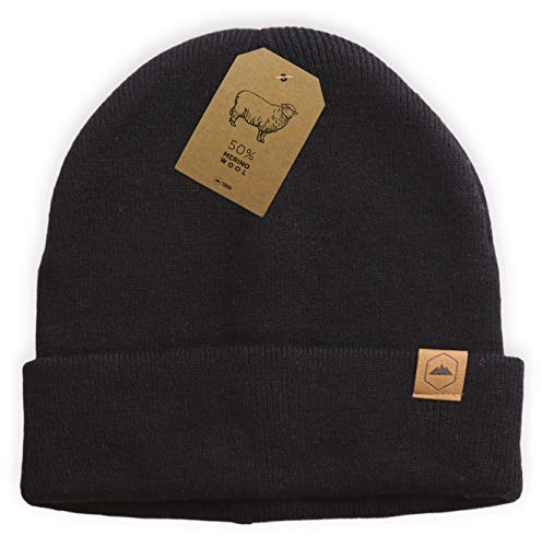 Tough Headwear Merino Wool Beanie Cap - Moisture-Wicking Winter Hats for Women - Stretchy Men’s Beanie - Soft Wool Cap - Basic - Jet Black - Thumbnail 7