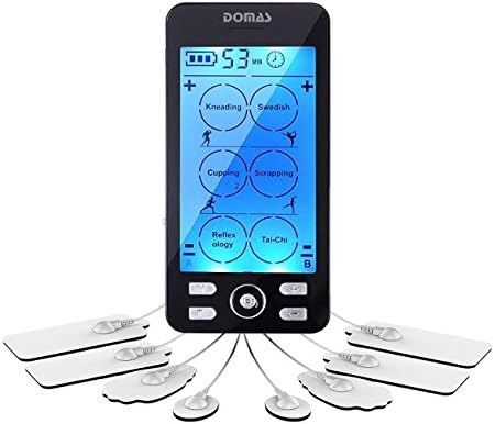 DOMAS Tens Unit Rechargeable Massage Therapy Device for Pain Management and Rehabilitation with 24 Modes and 8 Pads Massager Great for Treating Back Neck Stress Sciatic Pain and Muscle Relief