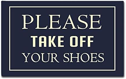 Chic D Please Take Off Your Shoes Doormat Non-Woven Fabric Outdoor Indoor Entrance Mats Rugs Non Slip Rubber Front Door/Bathroom