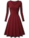 A Line Dresses for Women, Laksmi Long Sleeve Designed Modest Pleated Swing Party Dress Wine Medium