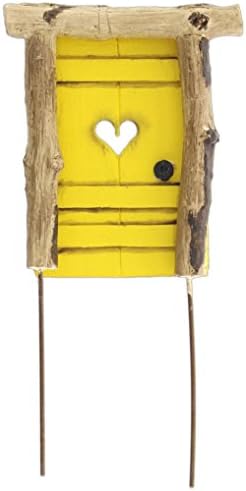 Jeremie 4" Mini Fairy Garden Door with Heart Cutout (Yellow)