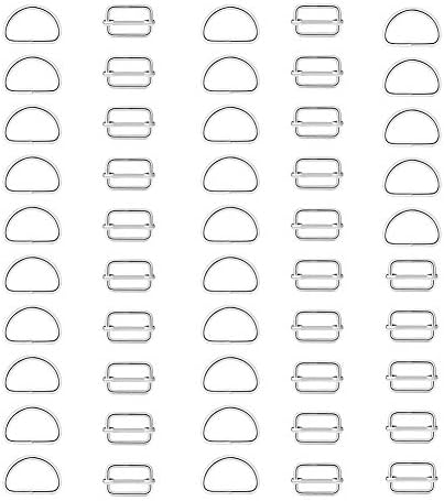 Jalan 25mm Metal Slide Buckle with Loop D-Rings for Making Handbag, Backpack, Luggage Bag - Pack of 50