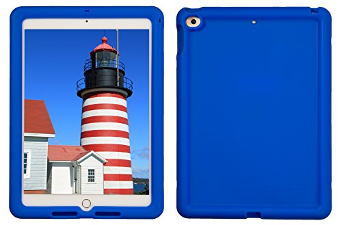 Bobj Rugged Case for iPad 2017 9.7 inch - BobjGear Custom Fit - Patented Venting - Sound Amplification - BobjBounces Kid Friendly (Not for iPad Pro 10.5) (Batfish Blue)