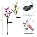 Aloudy Solar Garden Stake Lights, Upgraded 3 Pack Outdoor Waterproof Solar Powered Lights with 12 Calla Lily Flowers, 7 Colors Changing LED Solar Lights for Garden, Patio, Backyard(Purple and White)