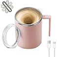 Electric Mixing Mug,Electric Stirring Mug, Coffee Mug,Suitable for Coffee, Milk, Cocoa and Other Beverages (Pink, 12 oz)