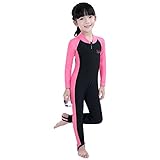BIKMAN Long Sleeve Sunsuit Girls Sun Protection One Piece Swimsuit (XXL  (height:55