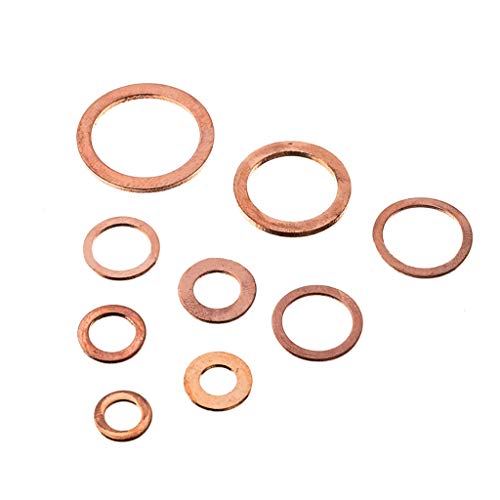 280 PCS Copper Washers Set Flat Ring Sump Plug Gaskets M5 M6 M8 M10 M12 M14 M16 M18 M20 Oil Drain Plug Gasket Assortment Kit - Thumbnail 2