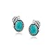 Native American Style Stabilized Turquoise Gemstone Oval Bezel Leaf Rope Edged Stud Earrings Western Jewelry For Women Oxidized .925 Sterling Silver