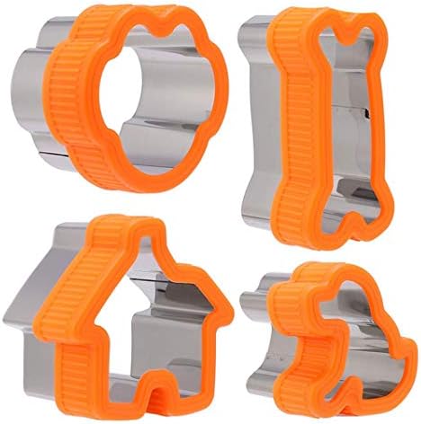Dog Bone Cookie Cutter Set - Including Dog Bone, Paw Print, Puppy and Dog House cookie cutters shapes- Stainless Steel Cookie Cutter molds for Kids Suitable for Cakes and Cookies (set of 4)