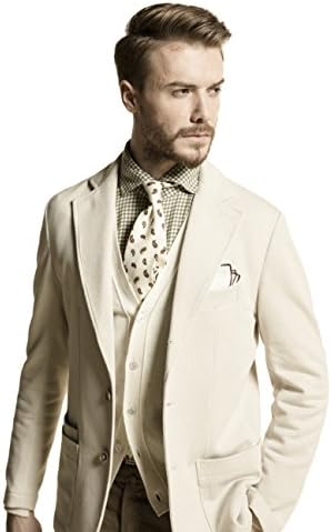 La Catenella Men's Suits Stylish Casual Tweed Jersey Blazer Jacket (Navy & Beige Color Available)