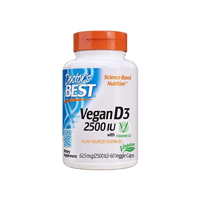 Doctor's Best Vitamin D3 2500IU with Vitashine D3, Non-GMO, Vegan, Gluten & Soy Free, Regulates Immune Function…