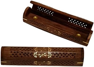 Rom Essential Coffin Incense Burner Wooden Box Sicks & Cones 11'