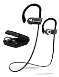 Wireless Bluetooth Running Headphones - SoundWhiz Noise Cancelling Waterproof Workout Earbuds - w Mic & Siri. Best Sport Headphones 8 Hours Play
