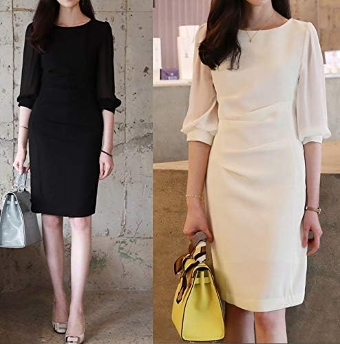Amazon Co Jp シースルー袖ワンピースドレス上品な2カラー 韓国ファッション 服 ファッション小物