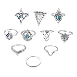 RoseSummer Beach Jewelry Bohemian Vintage Ring Set (Sliver)