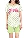 VENTELAN Women's Short Sleeve Sleepwear Pink Printed Polka Dot Green Pajama Sets