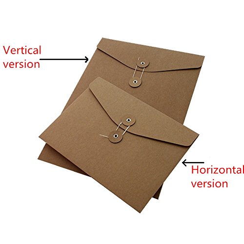 Funnylive 10 Pcs;A4 Kraft Paper Project Envelope with Expandable Gusset File Bags Office Supplies File Folders Project Pockets (Horizontal Version) - Thumbnail 2