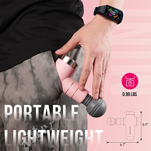HAUSHOF Mini Massage Gun, Handheld Deep Tissue Percussion Muscle Massager Gun for Athletes, Ultra Small Portable Electric Therapy Gun for Back, Neck, Legs, Shoulder with Carry Bag, Gifts for Men Women