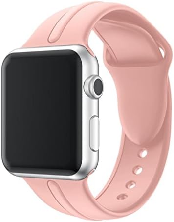 Chumei Apple Watch Band, Sporty Soft Silicone Replacement Band Strap for iWatch Series 1 Series 2 Series 3 (42MM M/L USC Pink Sand)