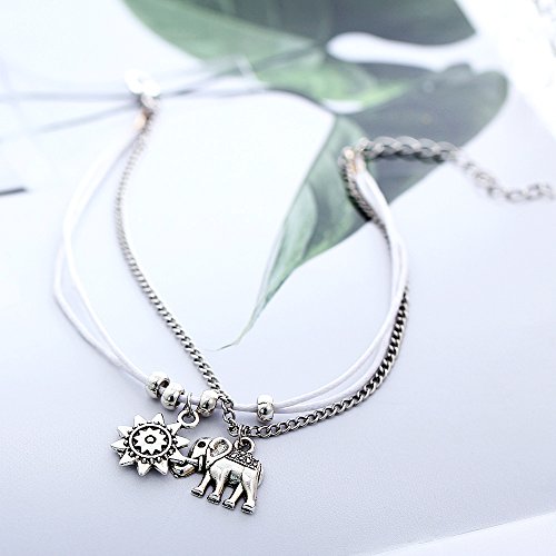 ATIMIGO Boho Beach Layered Rope Anklet Bracelet Handmade Foot Jewelry for Women Teen Girls