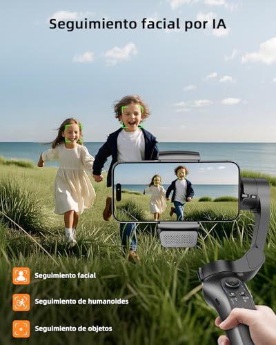 KOSCHEAL Estabilizador para Celular 3 Ejes Módulo Magnético IA con Luz | Módulo con carga magnética del gimbal. Incluye trípode, gestos, 4 modos, batería hasta 6h. iOS/Android. Vlogs/TikTok