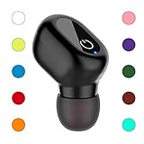 Single Waterproof Bluetooth Earbud - Smallest Wireless Earbud Earpiece Headset Headphone Earphone Car Headset with HD Microphone for iPhone Android and More(One Pcs)-Black