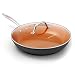 Nonstick Ceramic Copper Frying Pan: Non Stick 12 Inches Skillet With Glass Lid - Round Aluminum Saute Pan for Gas, Electric and Induction Cooktops (12 Inch)
