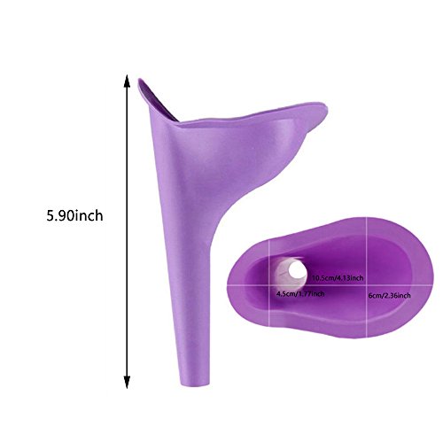 Travel Female Urinals, Portable Women Standing Pee Urination Funnel Device Outdoor Movable Reusable Toilet, Spill Proof, Anti-backflow (4 Pcs Purple) - Thumbnail 2