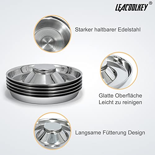 2 Stücke Welpen Edelstahl Hundenapf - LEACOOLKEY Hundefutter Wasserschale Langsam fütternde Entwöhnungsschüssel Haustiere für Kleine Hunde Katzen Haustiere
