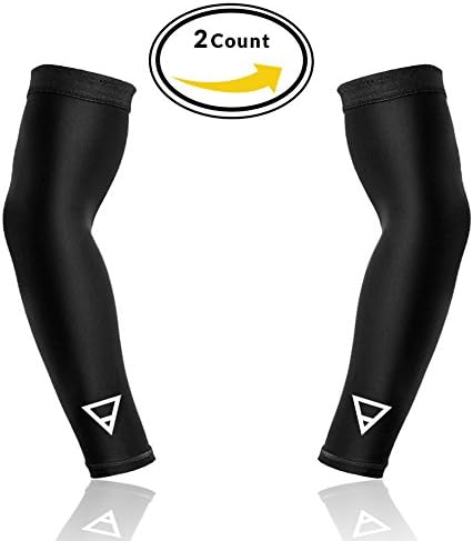 FITSHIT Premium Arm Compression Sleeves - Forearm Sleeve Cover Arms from UV Sun Protection, Lymphedema, Tendonitis, Tennis Elbow Brace for Basketball, Football (2 Sleeves, Large - (13-16.5 bicep))