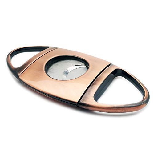 CyJay Cigar Cutter Stainless Steel Guillotine Style Double Blades Cutter Perfect for Most Cigars (coppery)