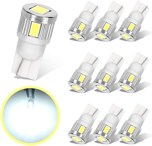 Suparee T10 Led ポジションランプ ナンバー灯 ルームランプ Ledウェッジ球 ホワイト 12v車用 6000k 5630チップ6連搭載 10個入り 1年保証