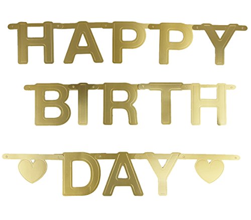 SUNBEAUTY Gold Customizable Letters&Symbols Banner Decoration Kit Party Custom Banner for Birthday Wedding Baby Showers Photo Props Window Decor (Gold)