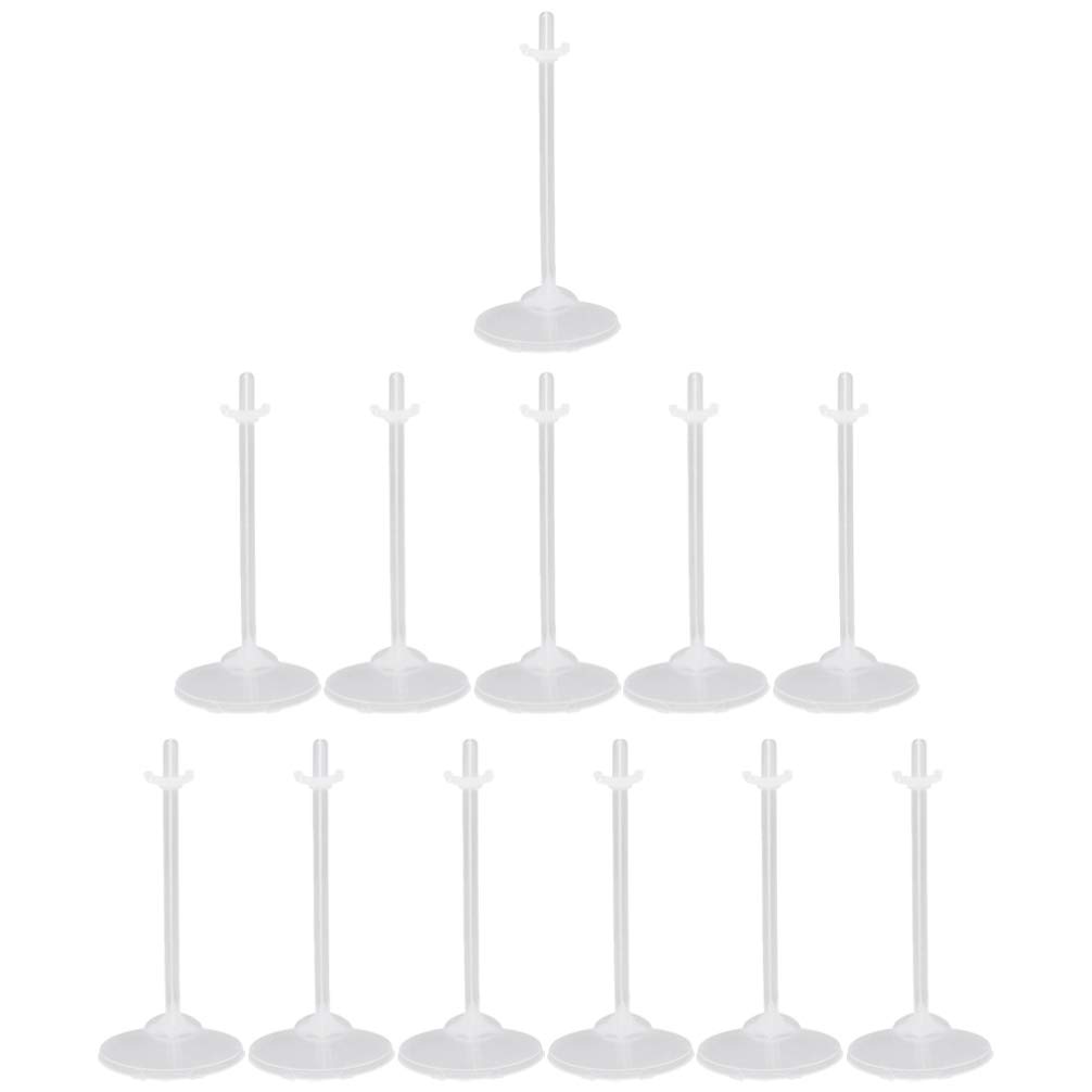 Healifty 24Pcs 21cm Plastic Doll Stand White Doll Support Action Figure Display Holder Transparent Doll Stands for for 9in 10in and 11in Dolls