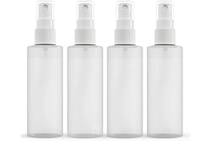 JNDUBZ 【Made In USA】Plastic Spray Bottle Fine Mist 4 Oz (120ml) – Refillable, Reusable, Portable Sprayer, Travel Size, Leak Proof for Household Use, Essential Oil, Cleaning Solution and Perfume (4 Pack)