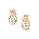 Hanloud Gold Hollow Pineapple Earrings Cute Unique Fruit Jewelry Design for Women and Girl