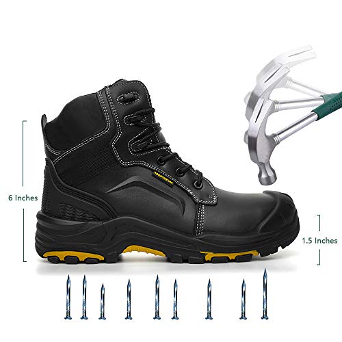 DRKA Men's Steel Toe Work Boots Waterproof Safety Shoes(18960-blk-47) - Thumbnail 5