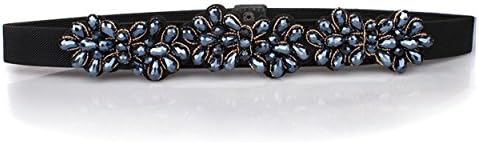 Women's Floral Beaded Crystal Stone Belts Amiveil Elastic Waistband
