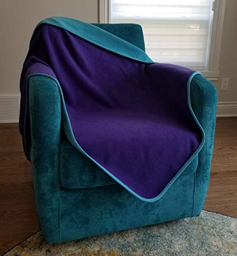 TOP Waterproof Blanket, Deluxe Bed and Furniture Protector for People and Pets, Reversible, Leak Proof Moisture Barrier, Soft Fleece (Purple Blue Reversible, MidSize 60x40)