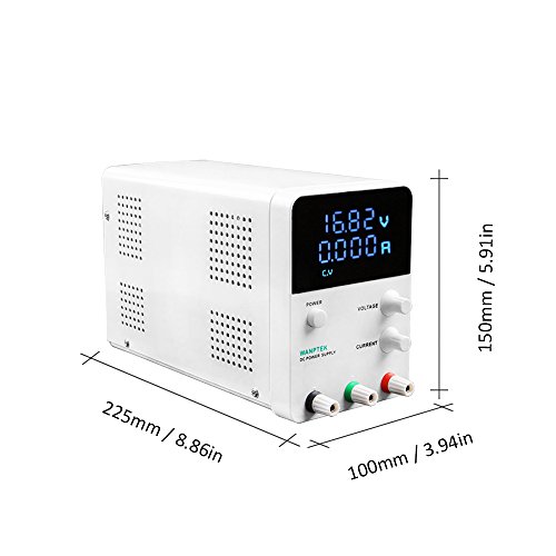 Wanptek Voltage Regulator Switching 4 Digits Blue LED Display Switch Laboratory DC Power Supply 0-30V 0-10A Mini DC Power Supply Precision Variable Adjustable AC 115V/230V 50/60Hz - Thumbnail 2