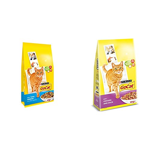 Go-Cat Adult Cat Food Tuna Herring and Veg, 10 kg with Go-Cat Adult Cat Food Chicken and Duck, 10 kg Bundle