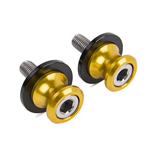 XX eCommerce Motorcycle Motorbike 1 Pair Swingarm Swing arm 6mm Slider Spool Stand Screw Stud Bolt Nut Kit for Yamaha R1 R3 FZ MT 07 09 Aprilia (Gold)