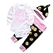 Baby Girls Mama's Mini Bodysuit and Polka Dots Pants Outffit with Hat+Headband(80(6-9M),Pink)