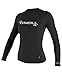 O'Neill UV 50+ Sun Protection Womens Basic Skins Long Sleeve Crew Sun Shirt Rash Guard, Black, Large