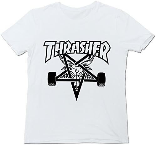 Hlopp Men's Thrasher Skateboarding Logo T-shirt White S