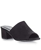 RF ROOM OF FASHION Women's Slip On Open Toe Mule Slip On Blocked Heel Sandals