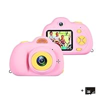 Kids Camera for 3-10 Year Old Children, Mini 12MP Digital Video Camera Camcorders Shockproof Children Selfie Toy Camera with Soft Silicone Shell and 2 Inch Screen(16GB Memory Card Included) (Pink)
