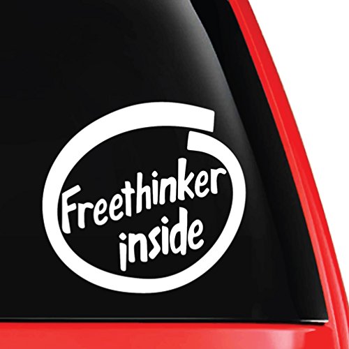 Freethinker Inside Funny Parody Decal Vinyl Car Laptop Sticker - EvolveFISH - White 5" x 5"