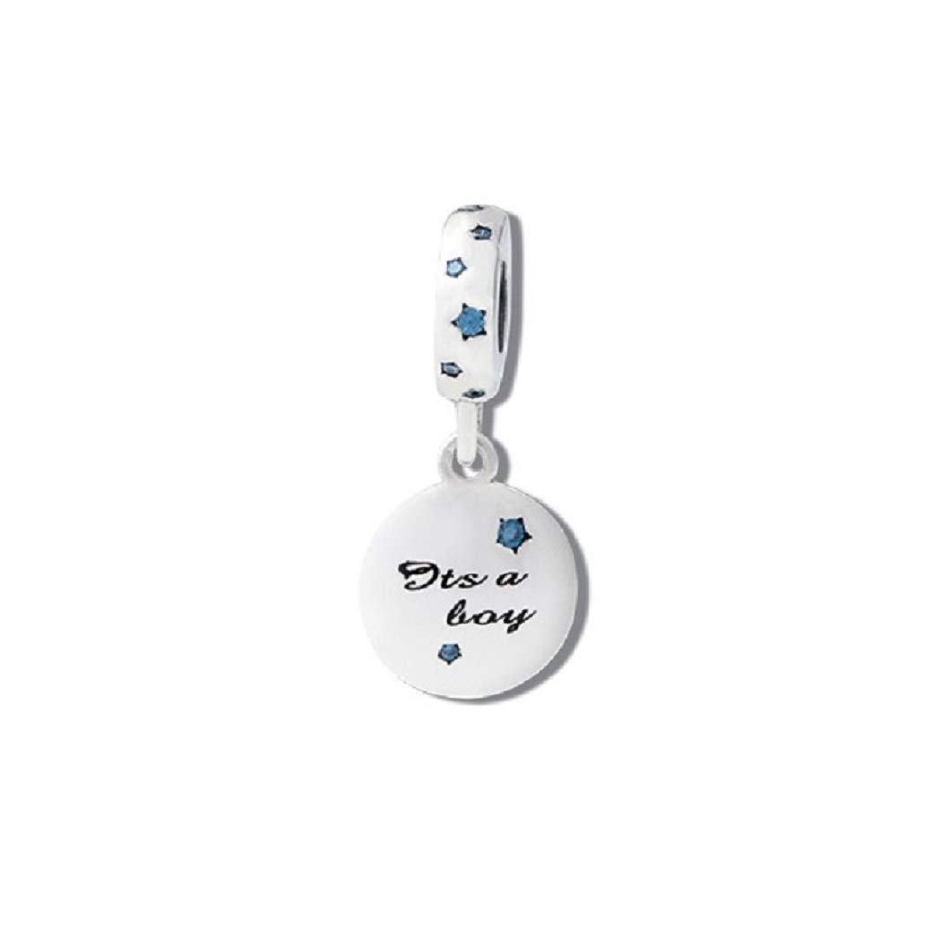 FeatherWish New Baby Boy Charm Sterling Silver 925 Family Star Love Dangle Pendant Fits And Compatible With Pandora Bracelets Gift For Birthday Wife Friend Sister Daughter Mum (Its A Boy)