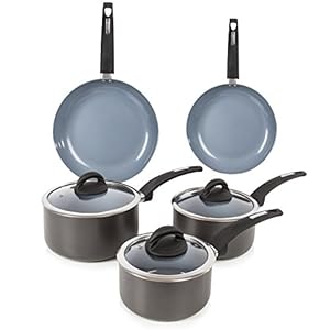 Tower T80303 Cerasure 5 Piece Pan Set with Non-Stick Coating, Suitable for all Hob Types, Graphite
